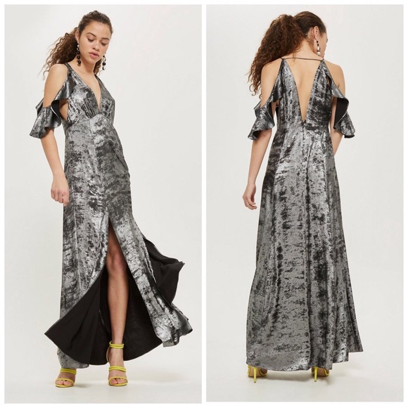 Topshop Dresses & Skirts - Topshop foil cold shoulder maxi dress